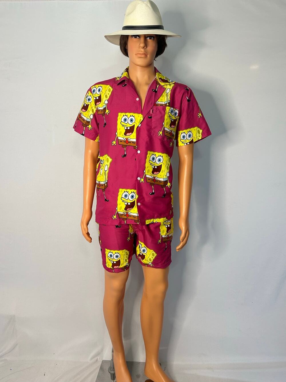 OppoSuits SpongeBob Pink Men’s Summer Set Shirt Swim Shorts 2 Piece